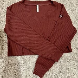 Alo Muse ribbed crop pullover